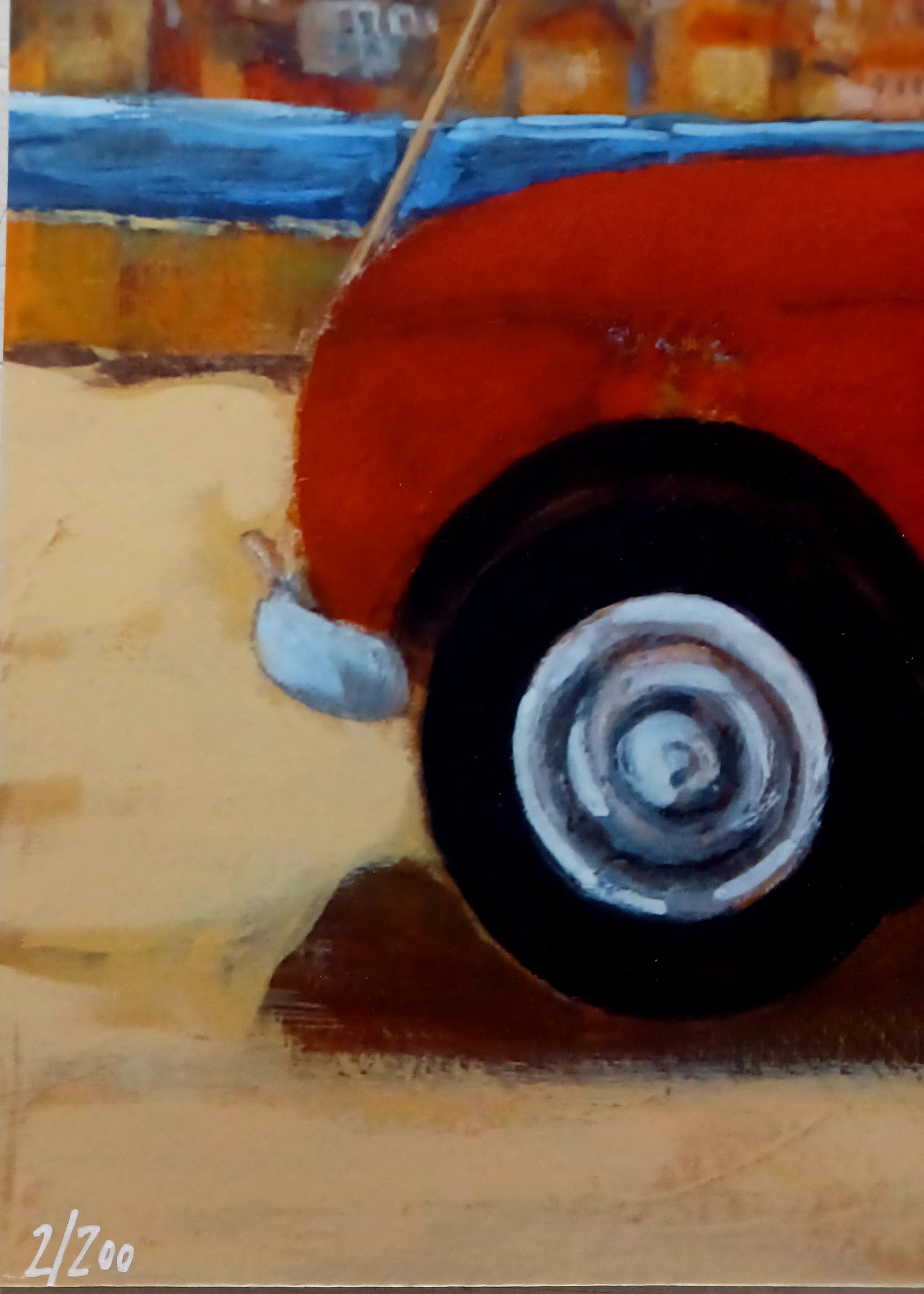 LISANDRO ROTA - Renault 4 ibrida con navigatore - Glicèe ritoccata a mano - 50X50 cm