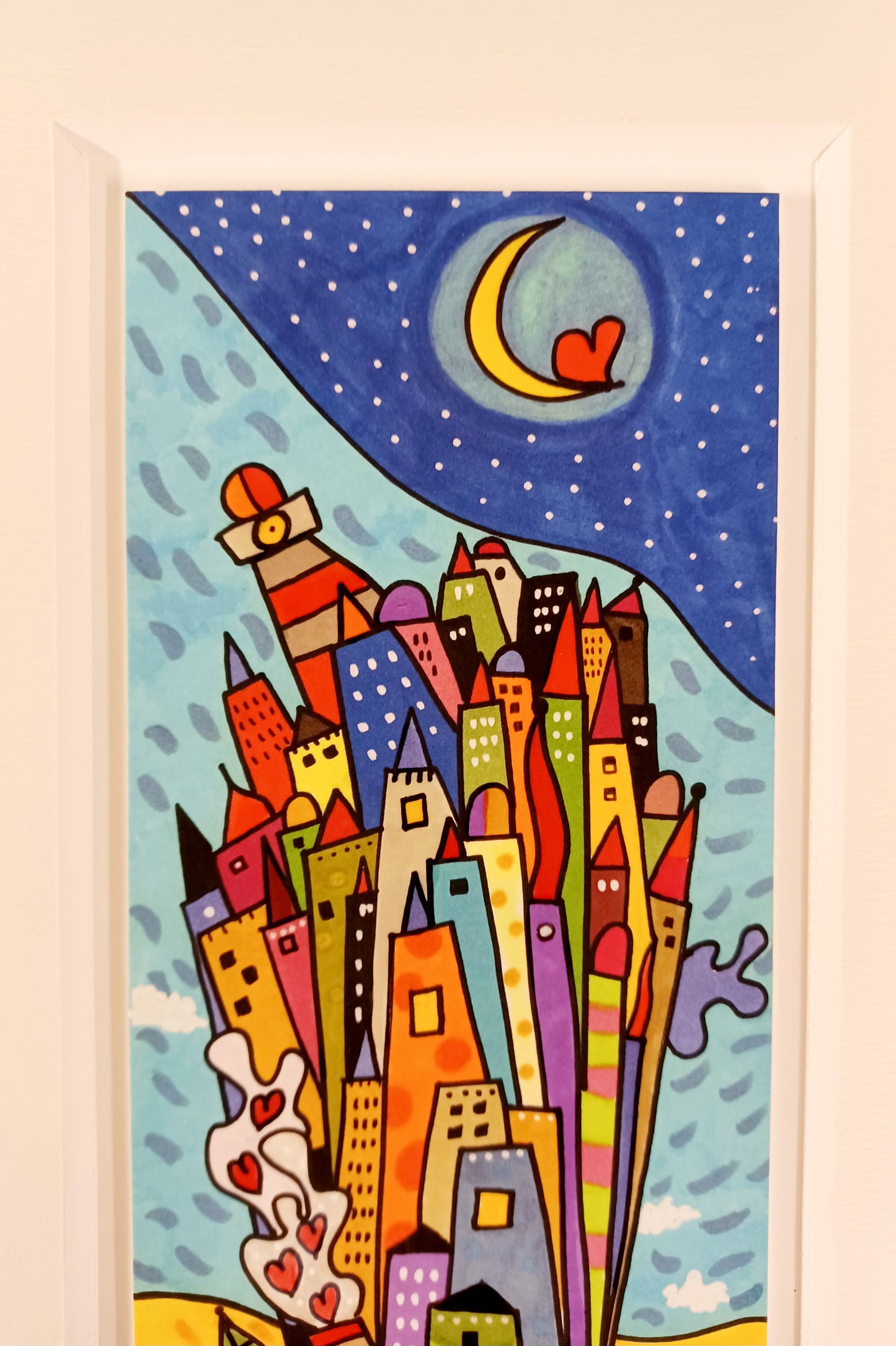 WALLAS - Salpiamo tutti - Glicèe ritoccata a mano su cartoncino - 10X25 cm con passepartout