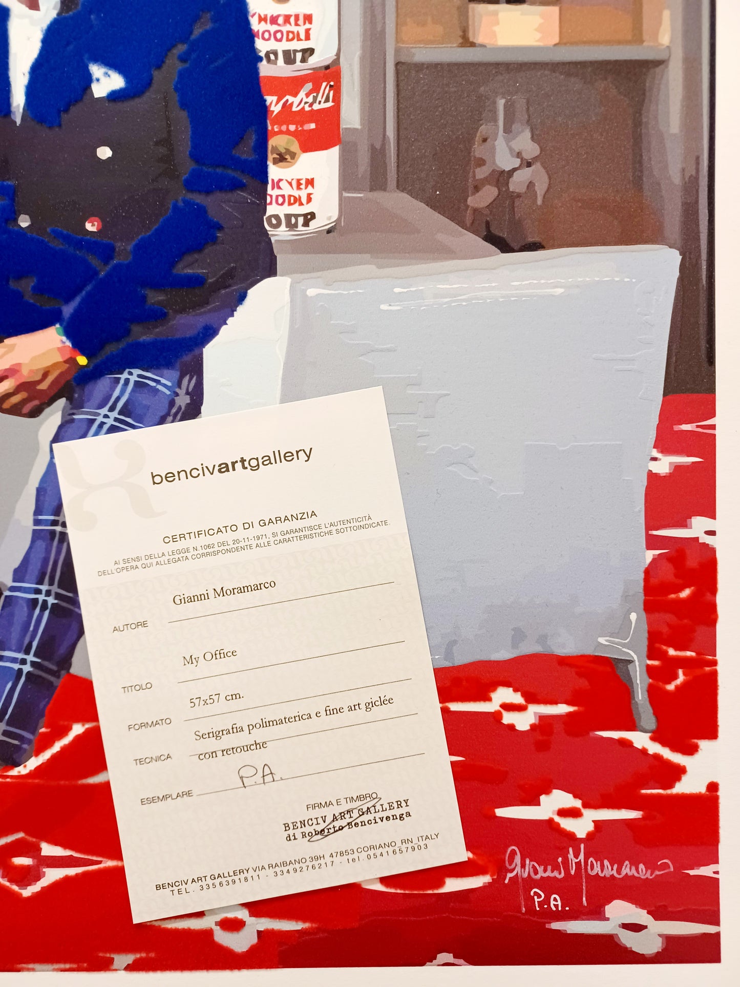 GIANNI MORAMARCO - My office - Serigrafia polimaterica e fine art glicèe con retouche - 57X57 cm