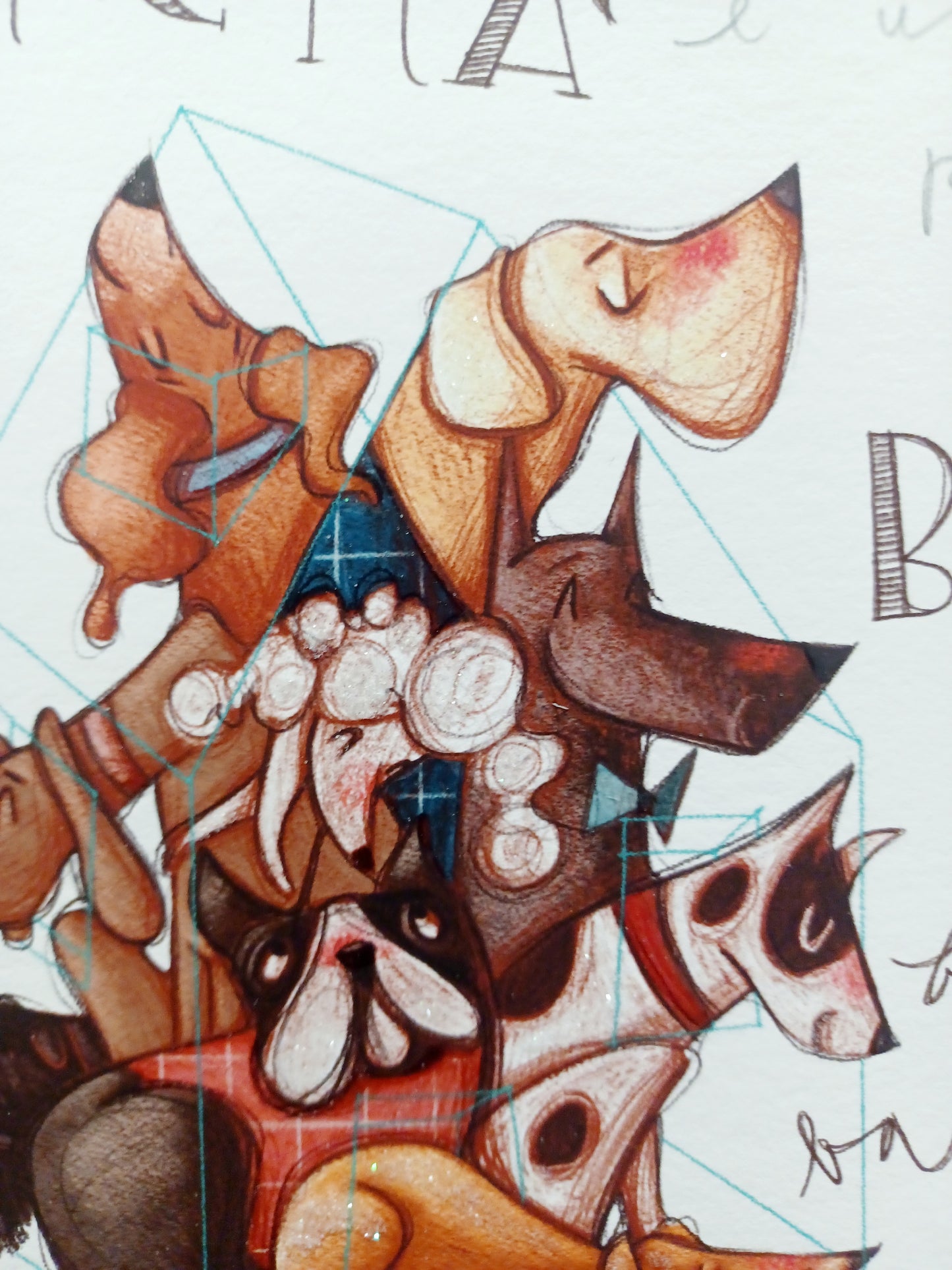 FEDERICA PORRO - Felicità è una casa piena di bau .... - Fine Art Glicée Retouchè- 20X20 cm