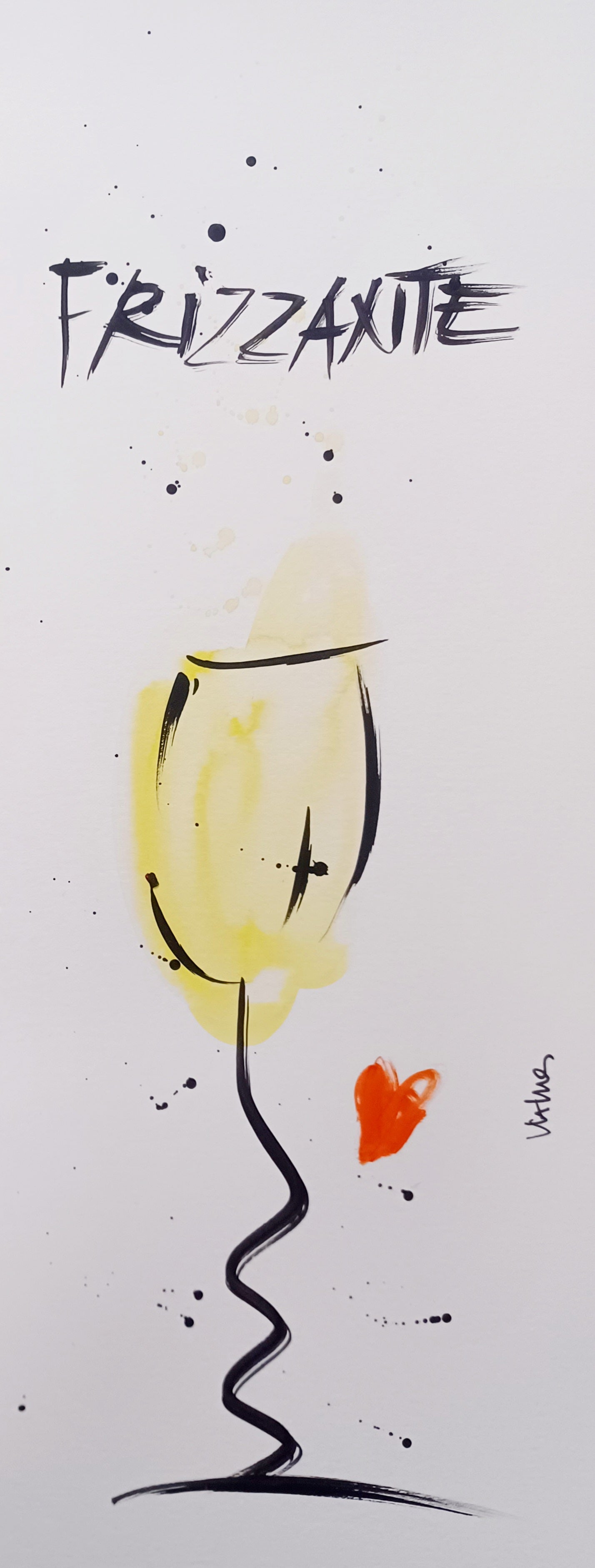 WALLAS - Serie acquello su cartoncino "Il vino" - Frizzante - 20X50 cm