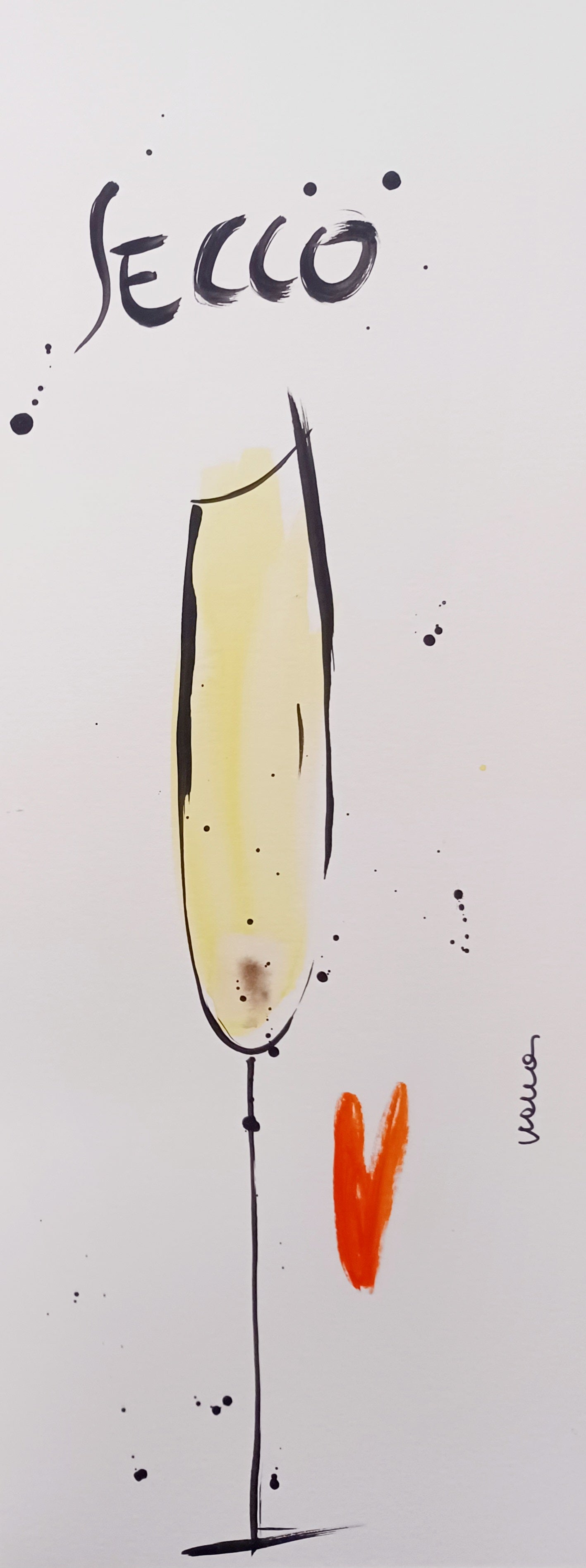 WALLAS - Serie acquello su cartoncino "Il vino" - Secco - 20X50 cm