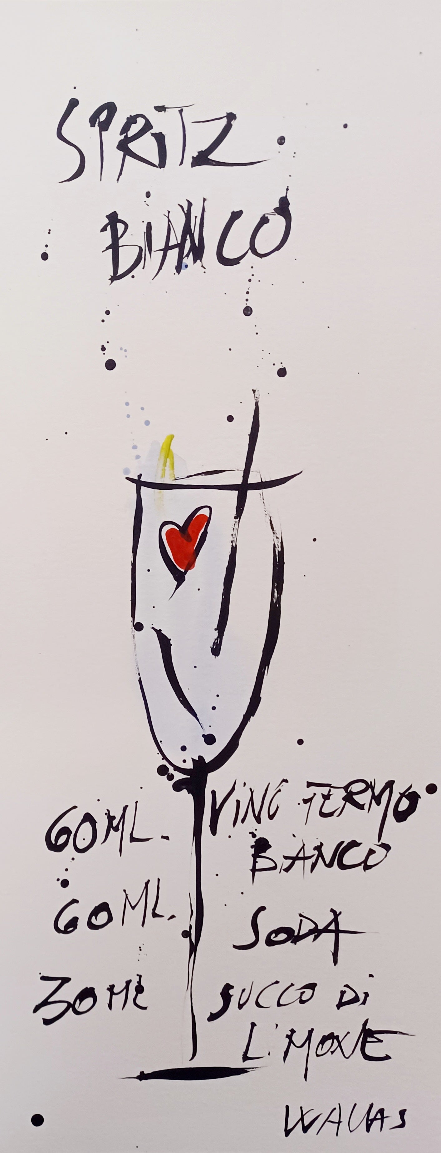 WALLAS - Serie acquello su cartoncino "Gli spritz" - Spritz bianco - 20X50 cm