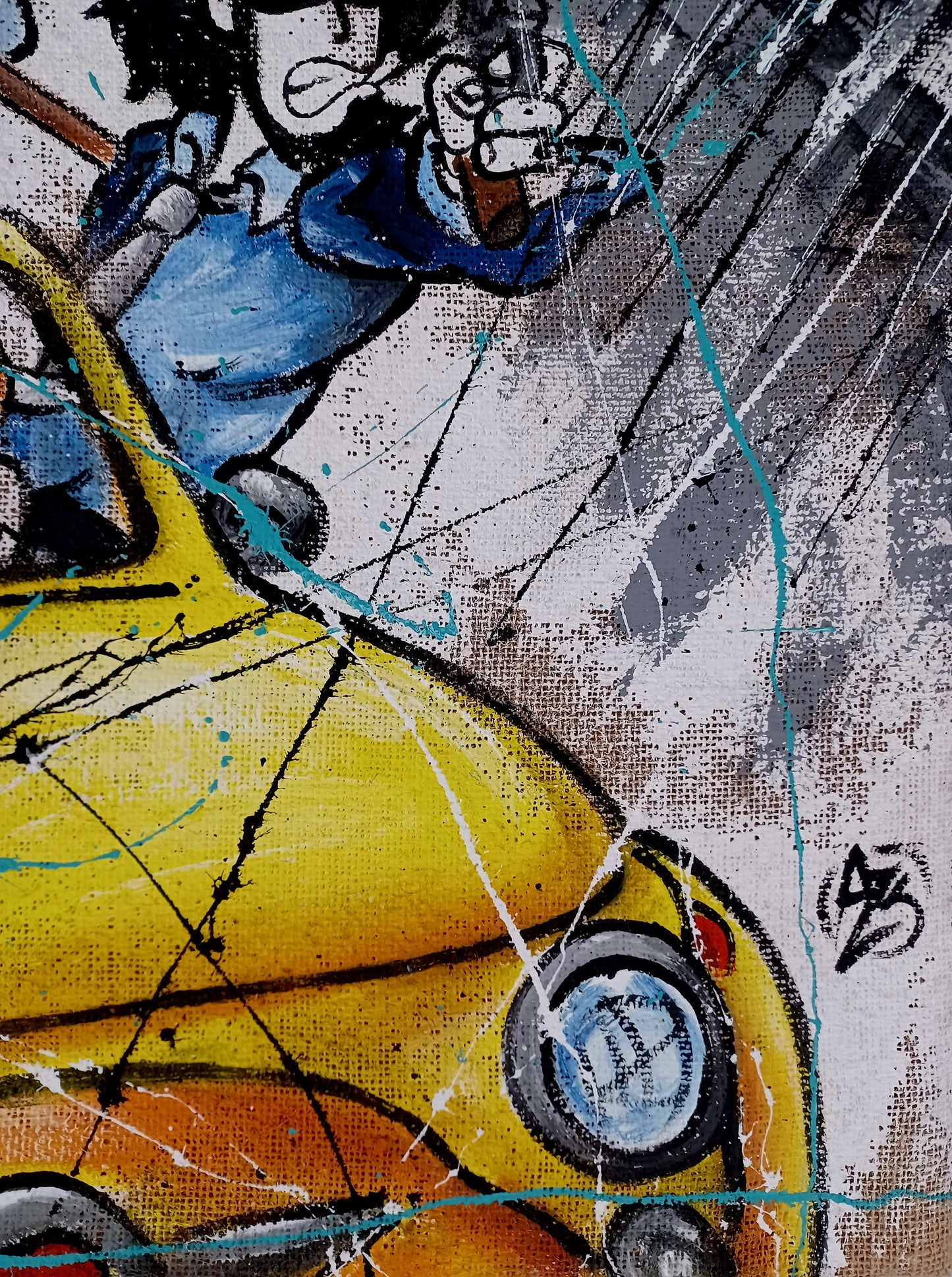 Action LUPIN Terzo - Dipinto a mano su juta - 60X120 cm