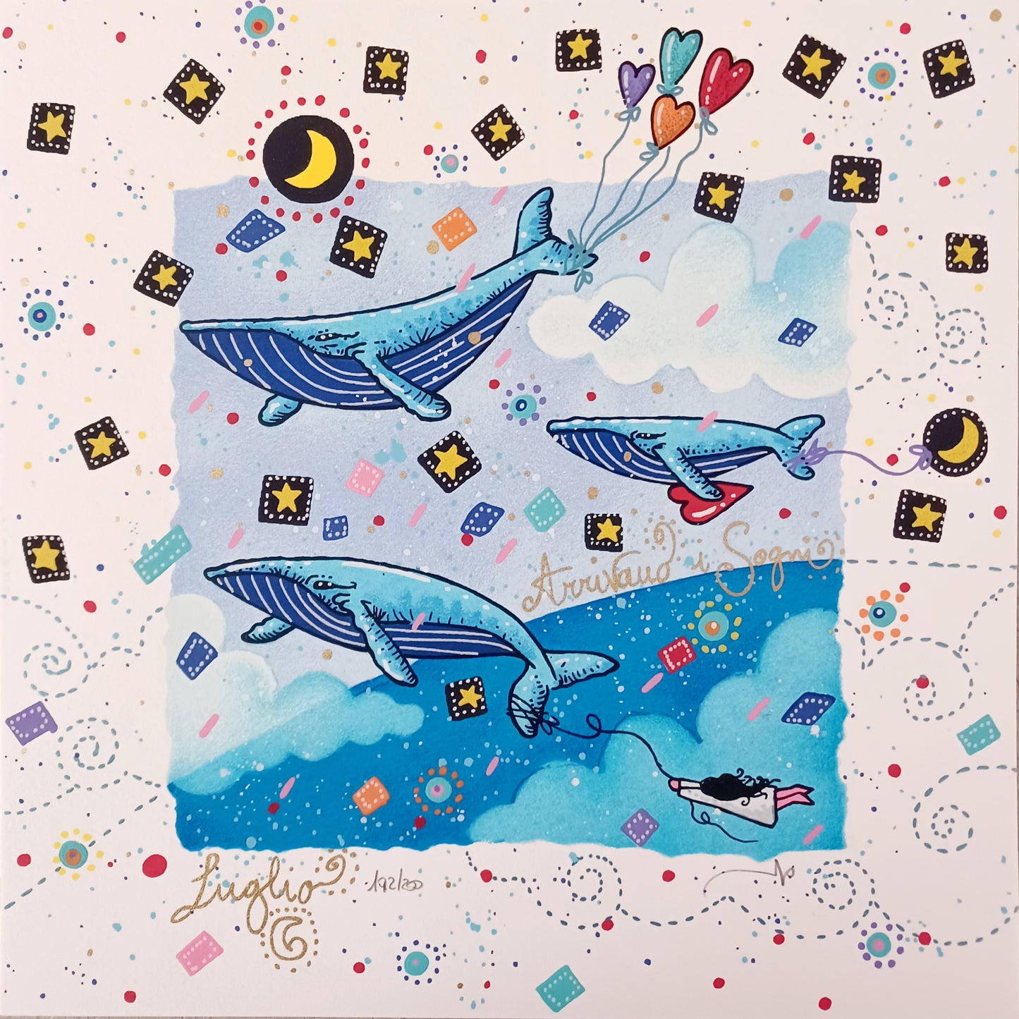 ANDREA AGOSTINI - La danza delle stelle - LUGLIO - Serigrafia 25X25 cm
