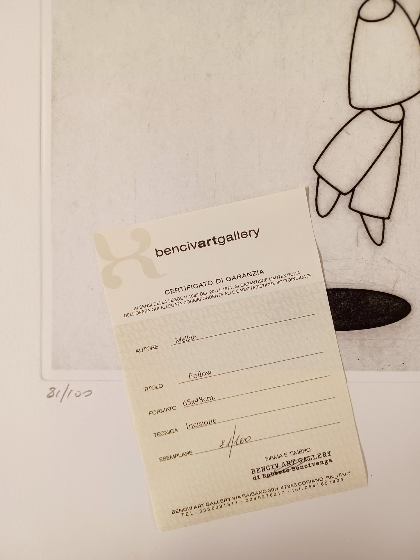MELKIO - Follow - Incisione - 65X48 cm