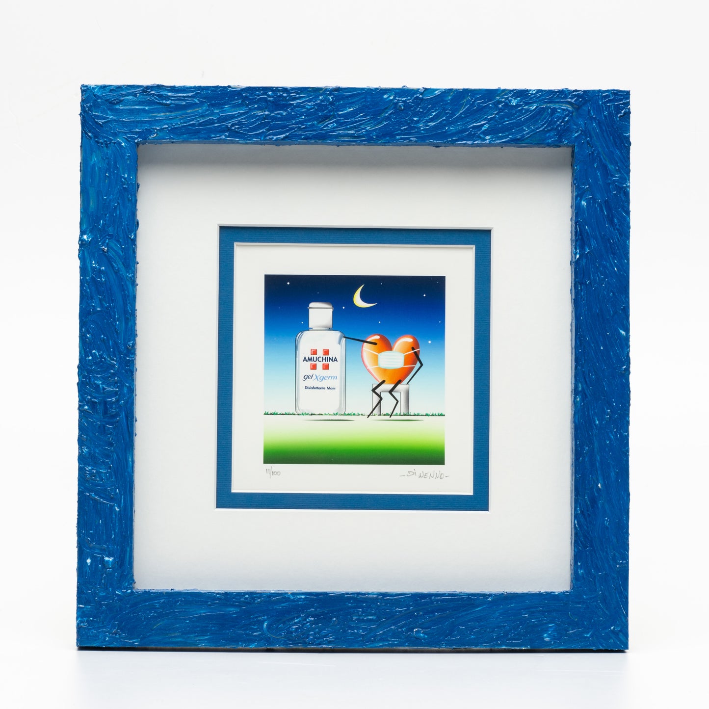 Danilo Di Nenno - "Ai tempi del covid, gel disinfettante mani" - Giclèe - 10X10 cm su foglio bianco 16X16 cm