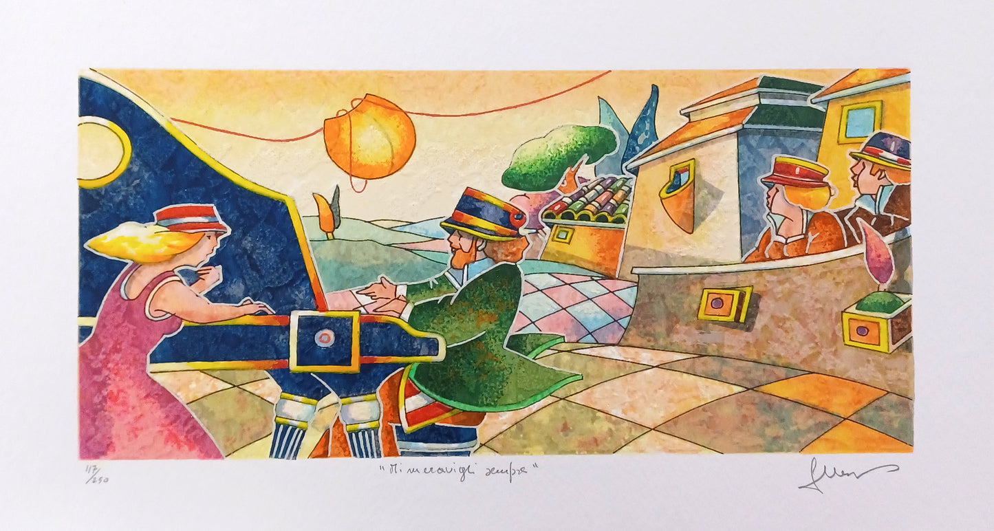 FRANCESCO NESI - Mi meravigli sempre - Serigrafia polimaterica - 20X36 cm - Tiratura limitata