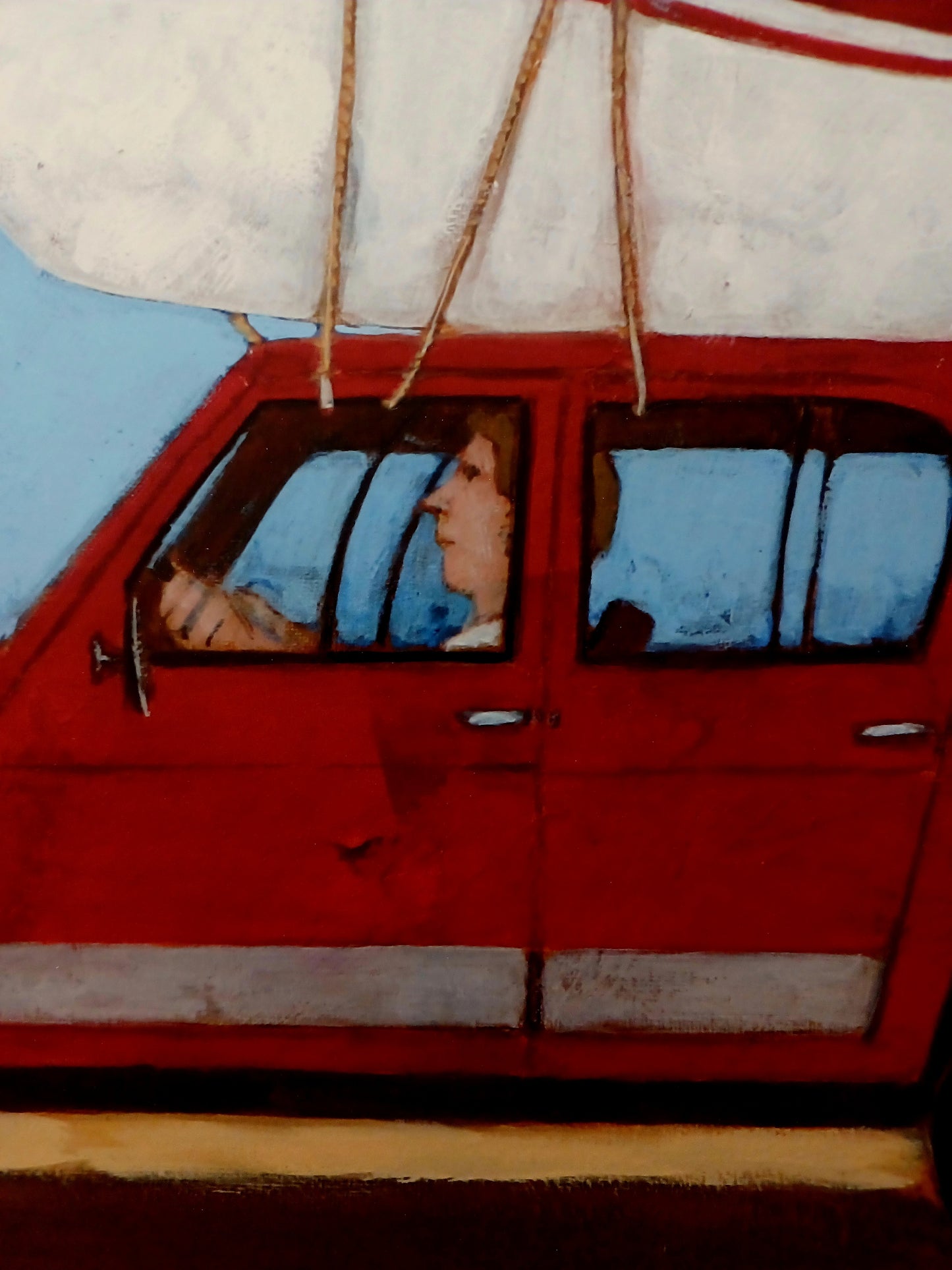 LISANDRO ROTA - Renault 4 ibrida con navigatore - Glicèe ritoccata a mano - 50X50 cm