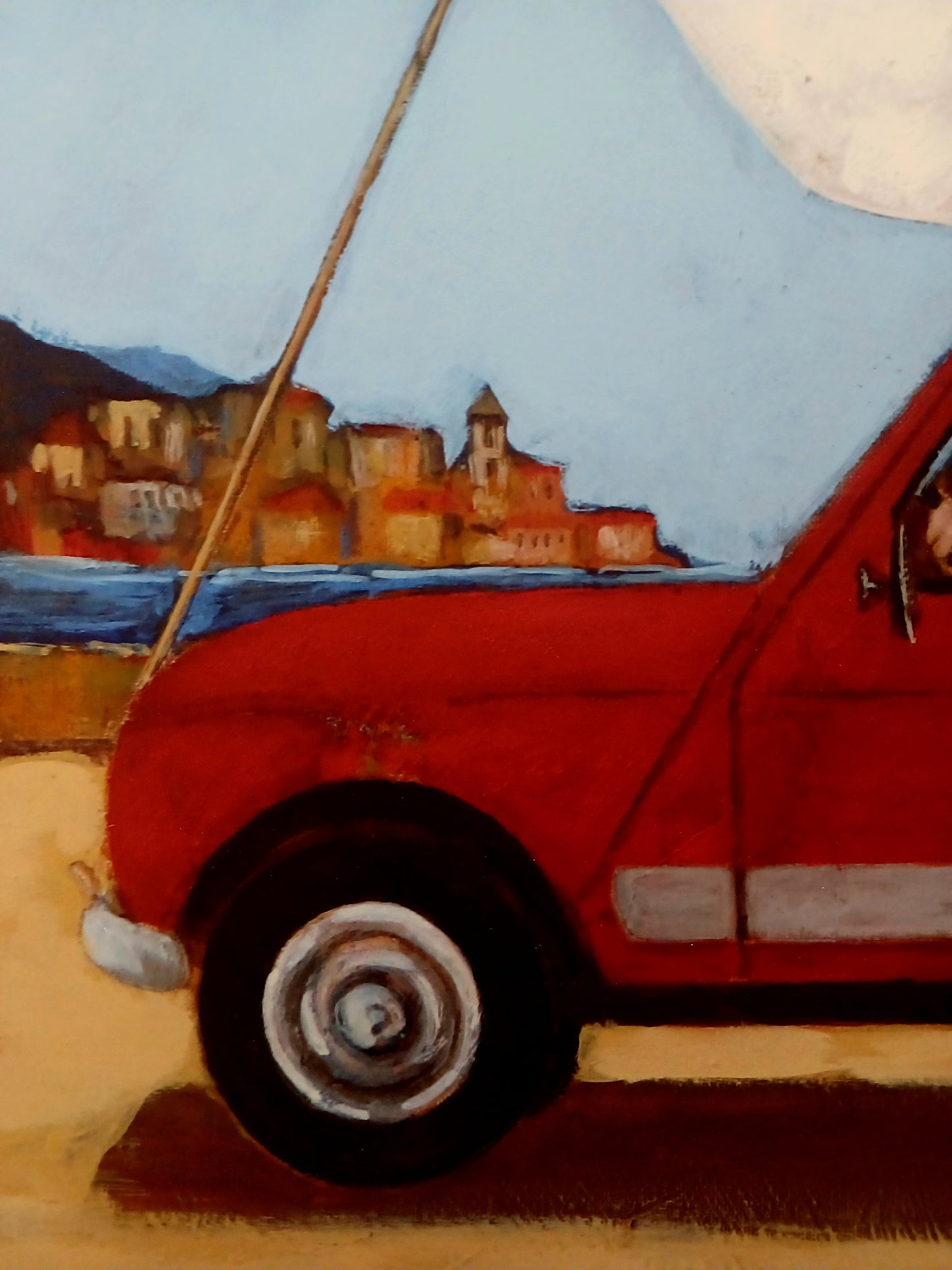 LISANDRO ROTA - Renault 4 ibrida con navigatore - Glicèe ritoccata a mano - 50X50 cm