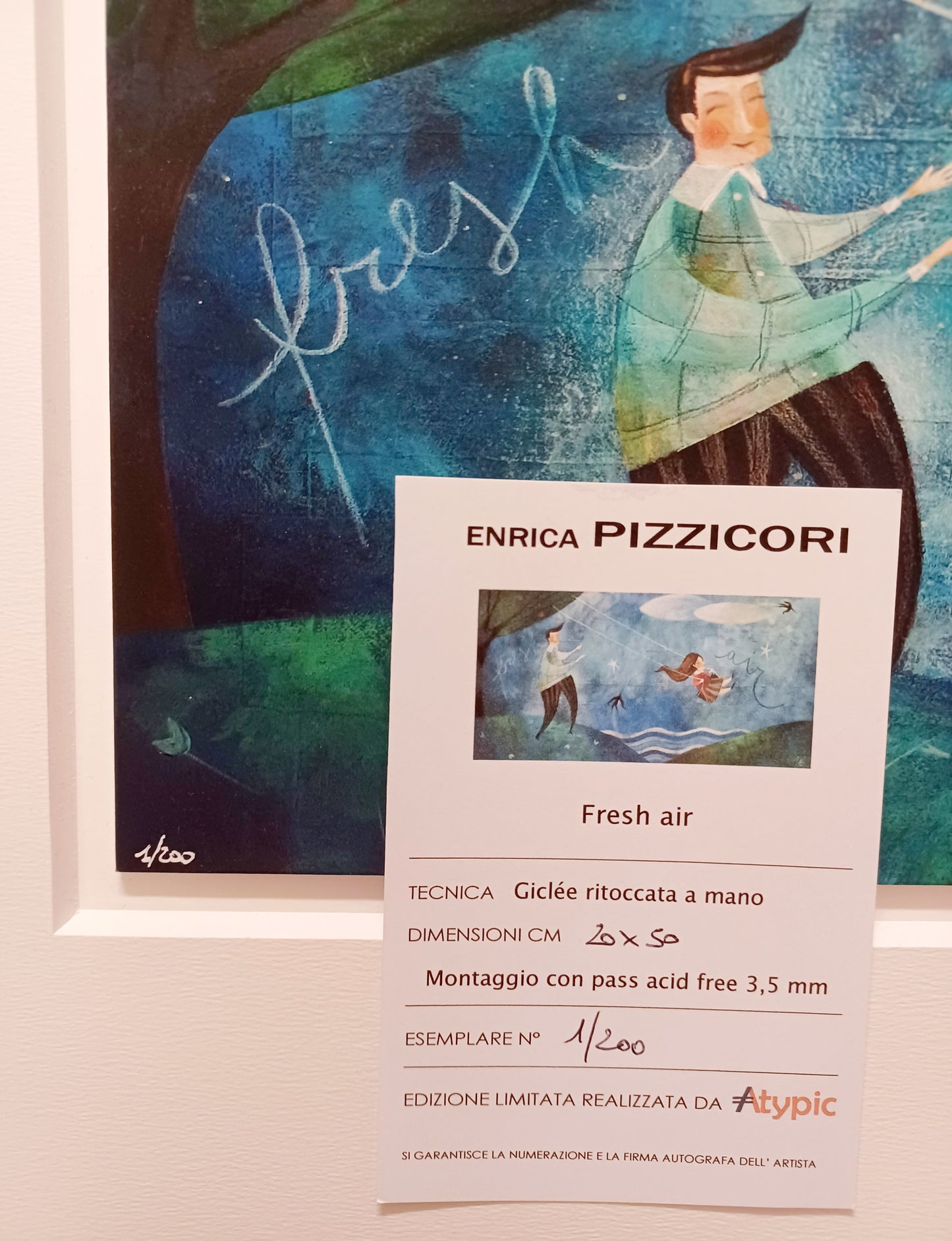 ENRICA PIZZICORI - Fresh air - Glicèe ritoccata a mano su cartoncino - 20X50 cm con passepartout