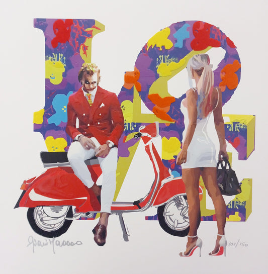 GIANNI MORAMARCO - Storia d'amore - Serigrafia polimaterica e fine art glicée con reouche - 30X30 cm