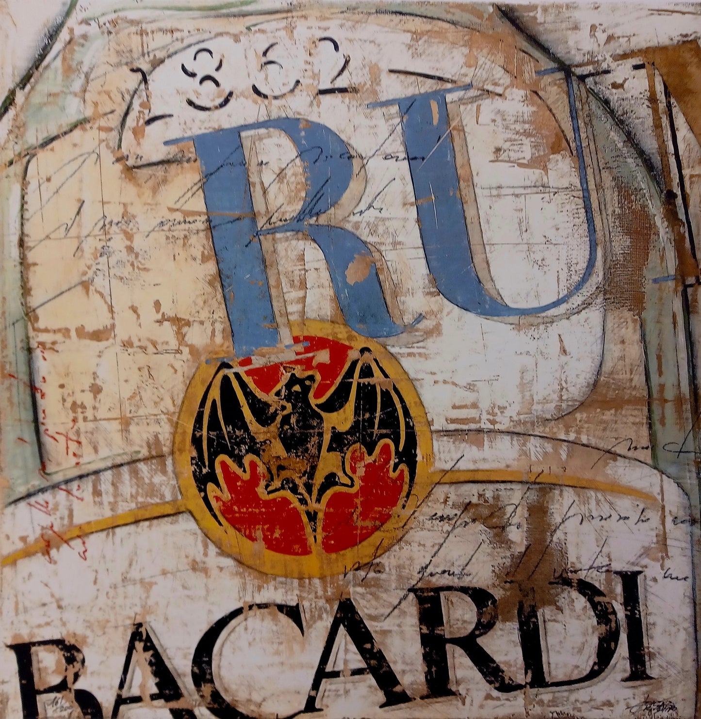LORENZO CRIVELLARO - Happy Rum -G - Serigrafia polimaterica  - 49X49 cm