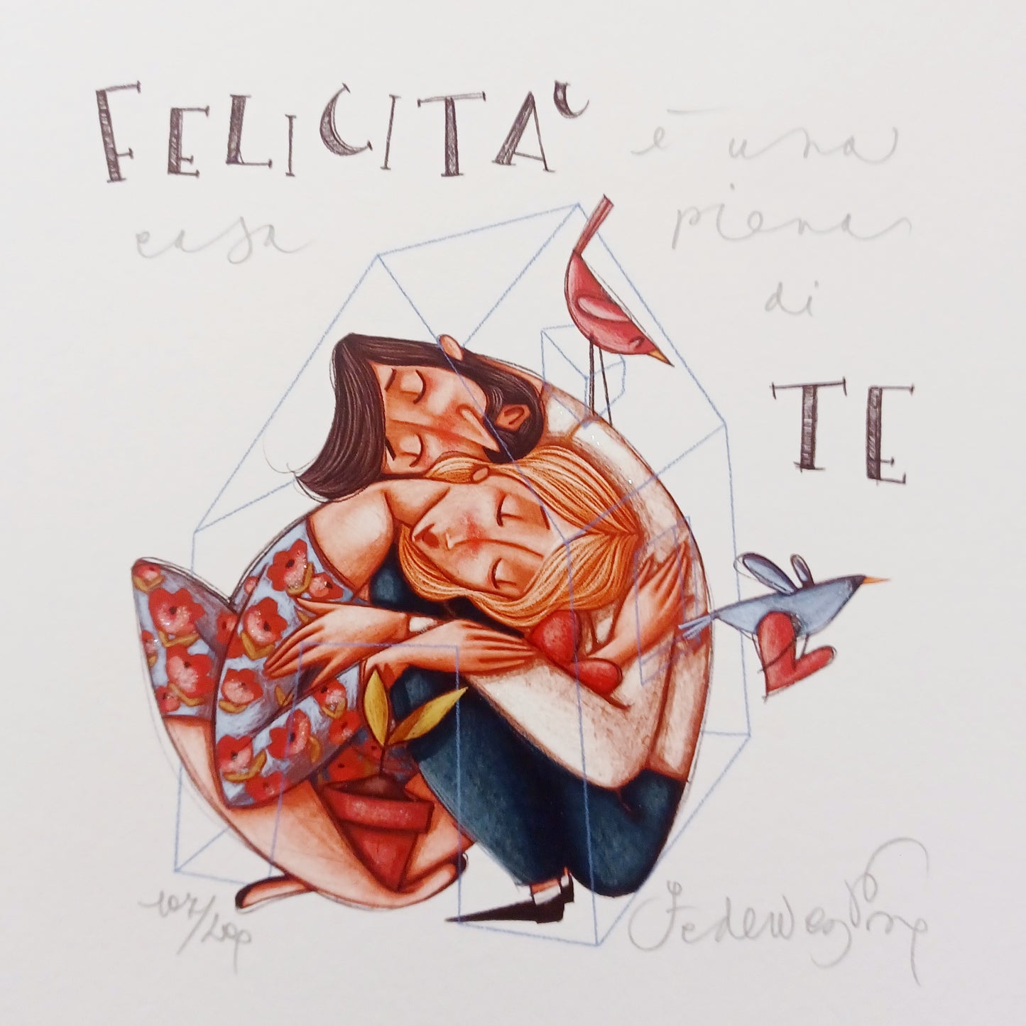 FEDERICA PORRO - Felicità è una casa piena di te - Fine Art Glicée Retouchè - 20X20 cm