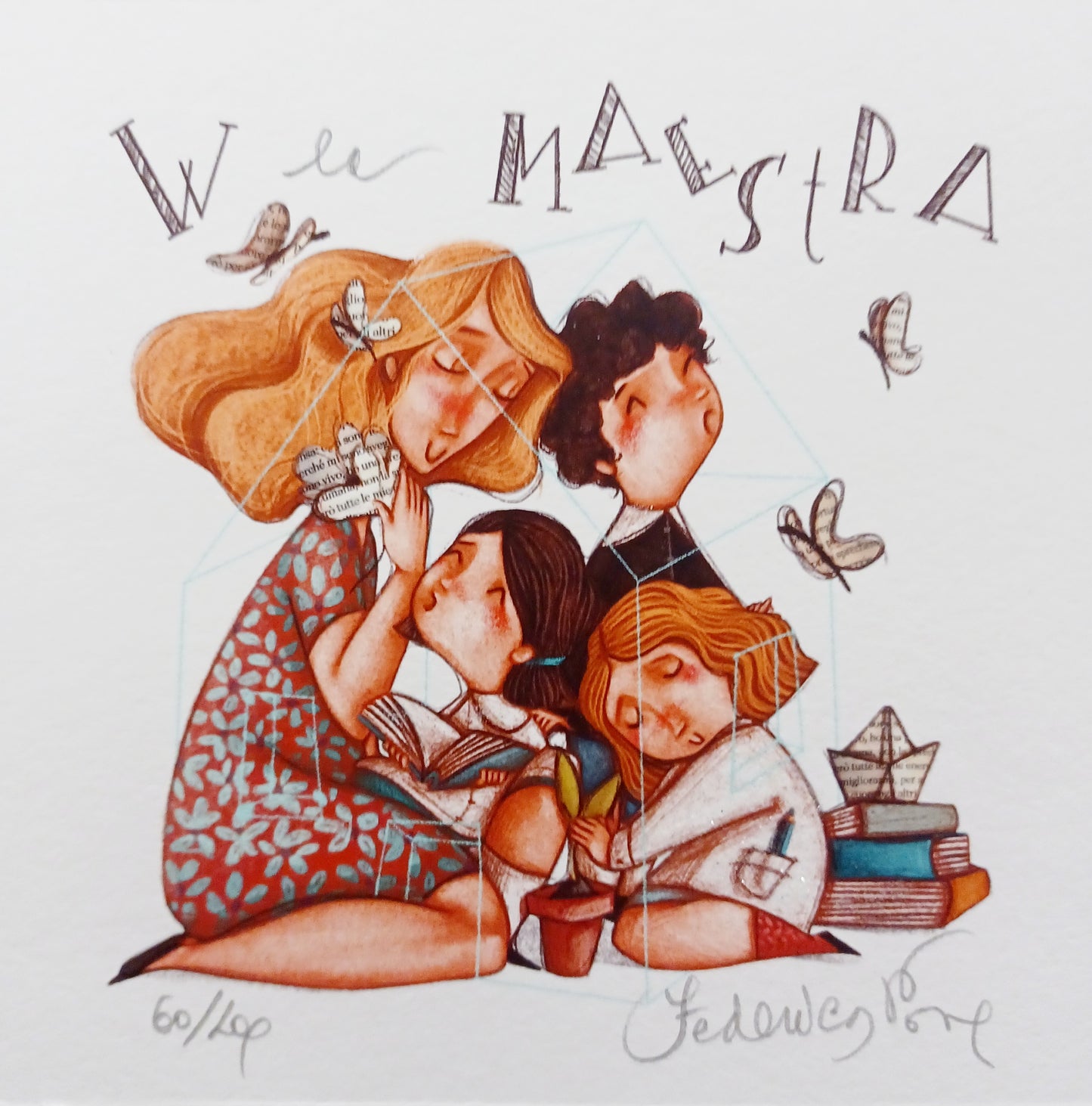 FEDERICA PORRO - W la maestra - Fine Art Glicée Retouchè- 14X14 cm