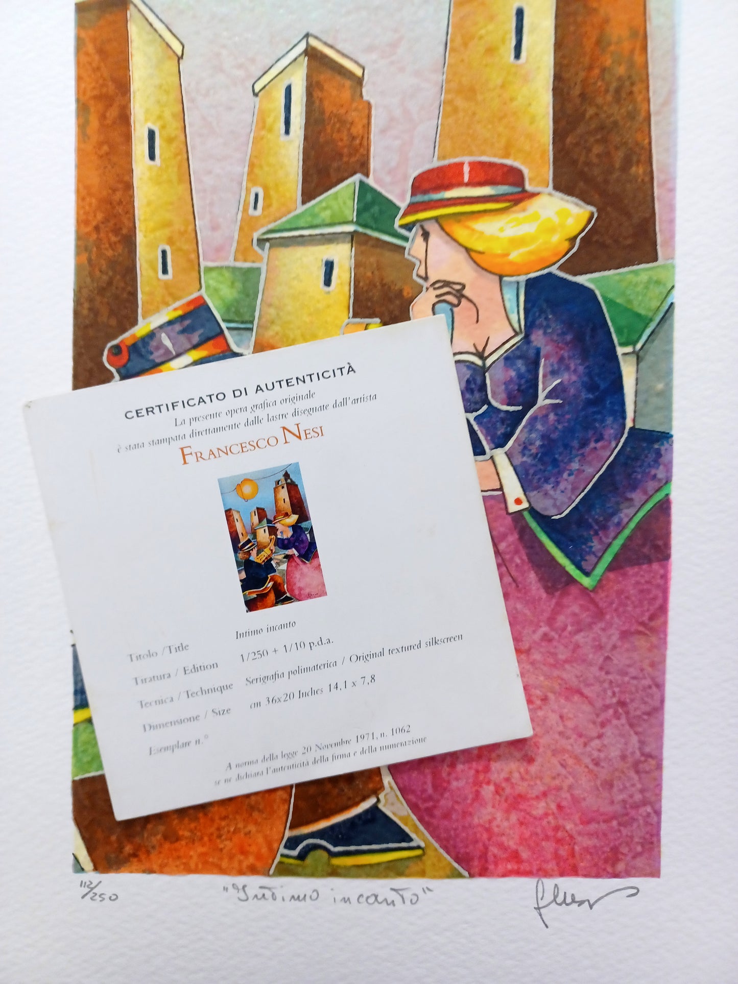 FRANCESCO NESI - Intimo incanto - Serigrafia polimaterica - 20X36 cm - Tiratura limitata
