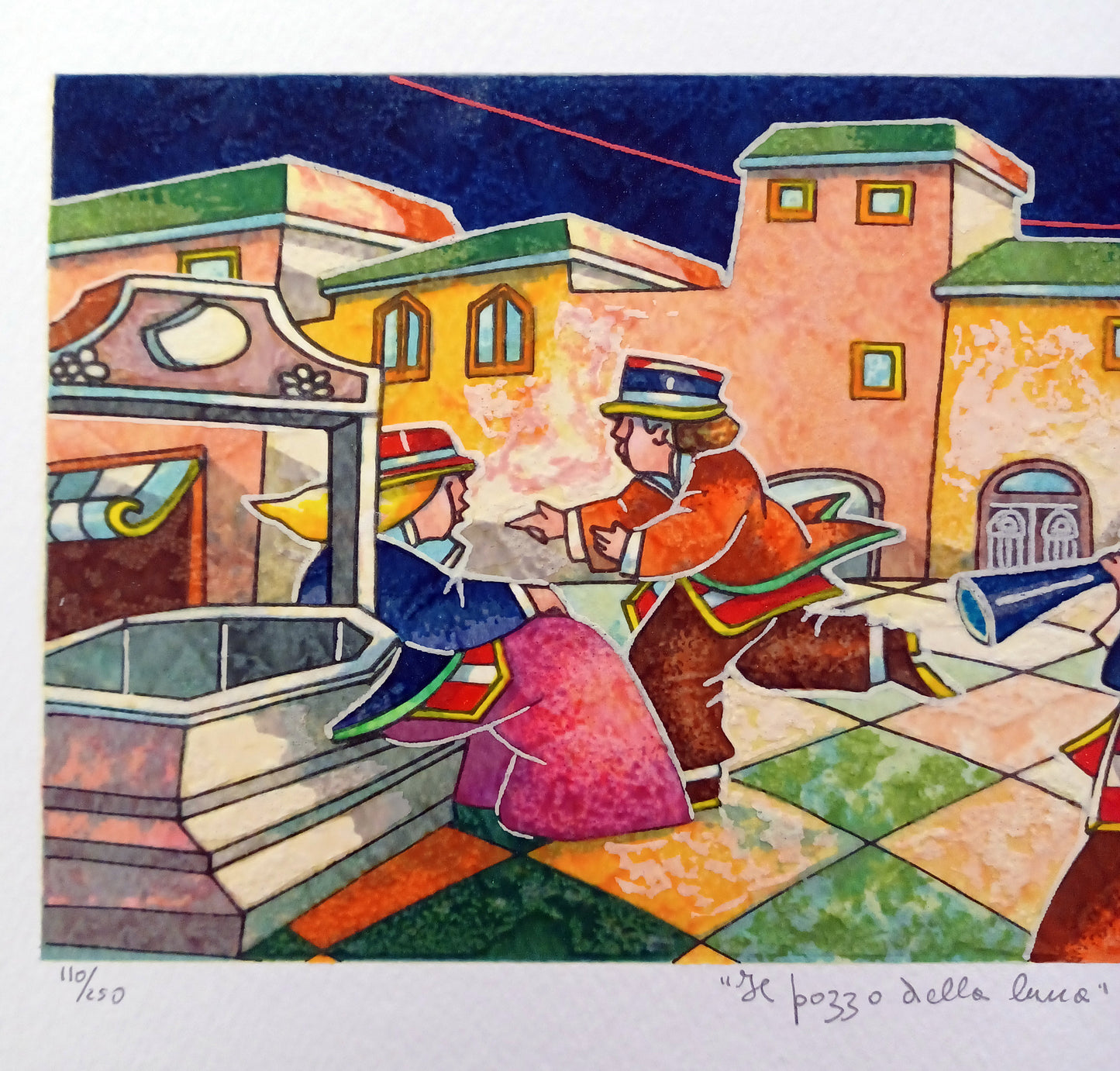 FRANCESCO NESI - Il pozzo della luna - Serigrafia polimaterica - 20X36 cm - Tiratura limitata
