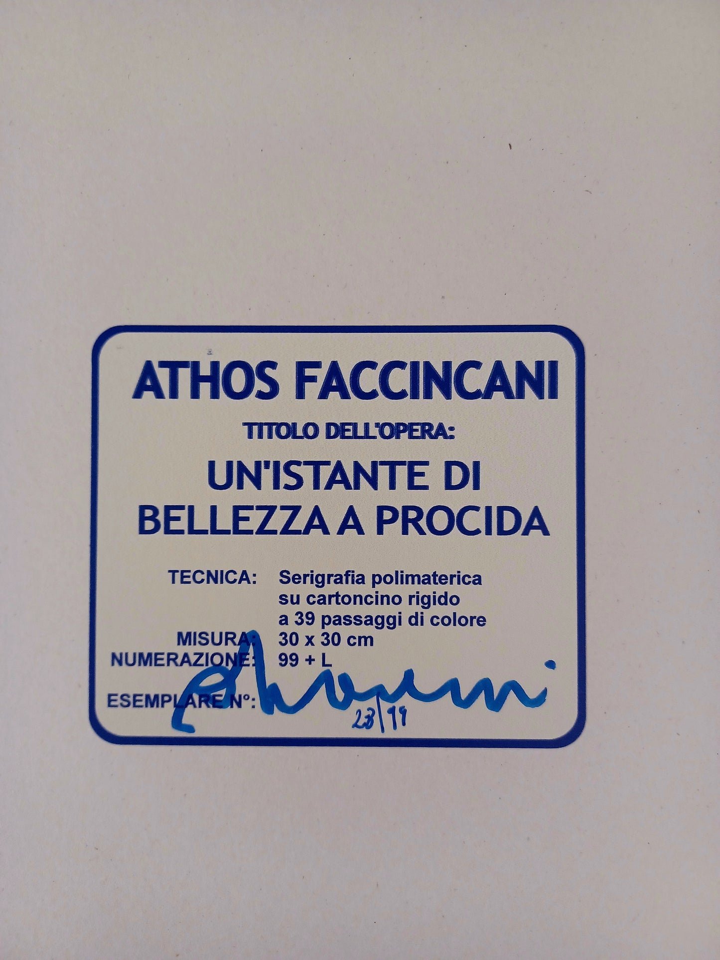 Athos Faccincani - Un'istante di bellezza a Procida - Serigrafia polimaterica 30x30 cm