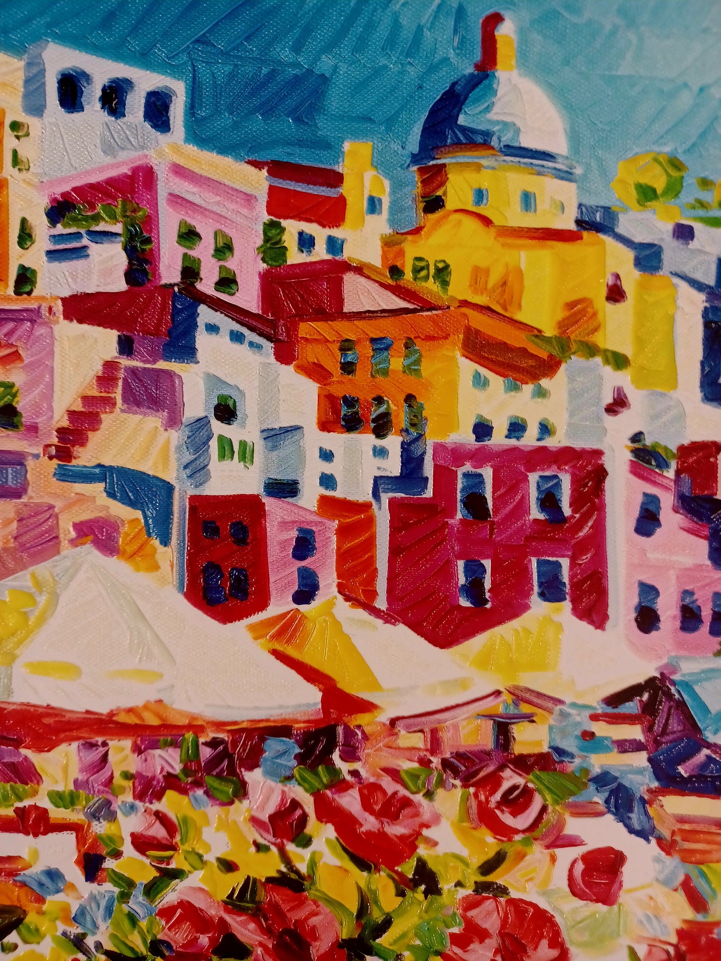Athos Faccincani - Un'istante di bellezza a Procida - Serigrafia polimaterica 30x30 cm