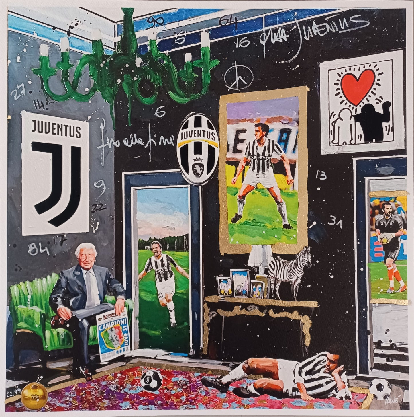 2. Renè | "The old lady" | Serigrafia polimaterica 50X50 cm | Juve