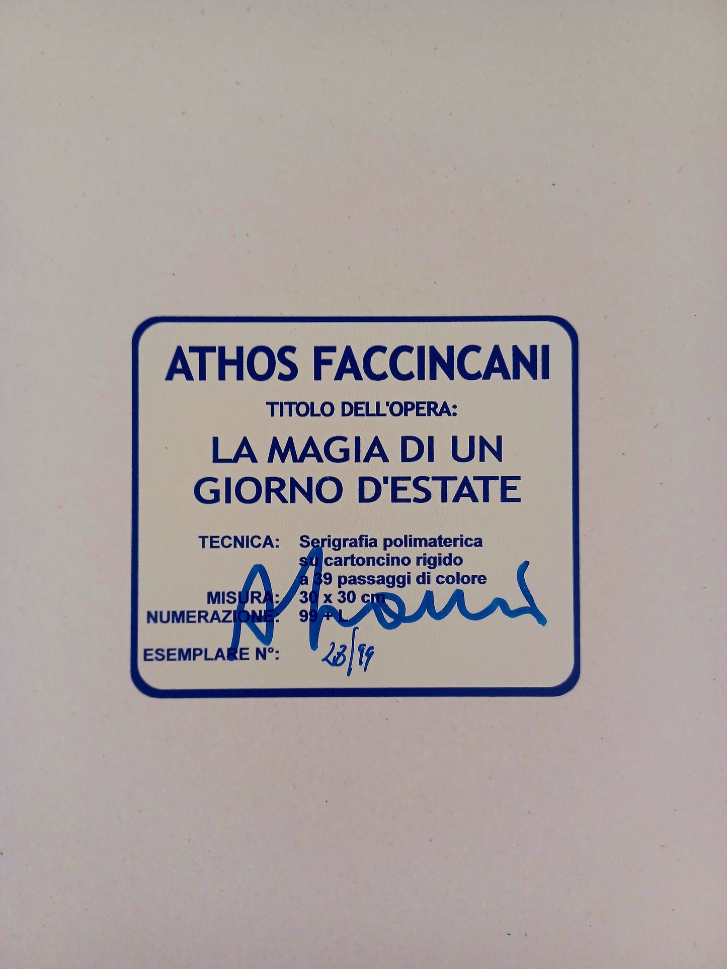 Athos Faccincani - La magia di un giorno d'estate - Serigrafia polimaterica 30x30 cm